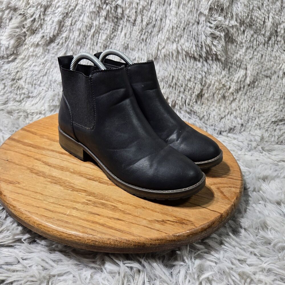 Soda Pop Girls Chelsea Boots Size 4 Retro Black Bohemian Floral Heeled Ankle
